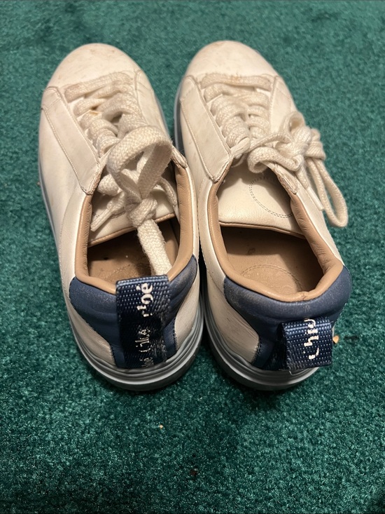 Chloe Shoes - Chloé White Leather Sneakers with Navy Heel Tab